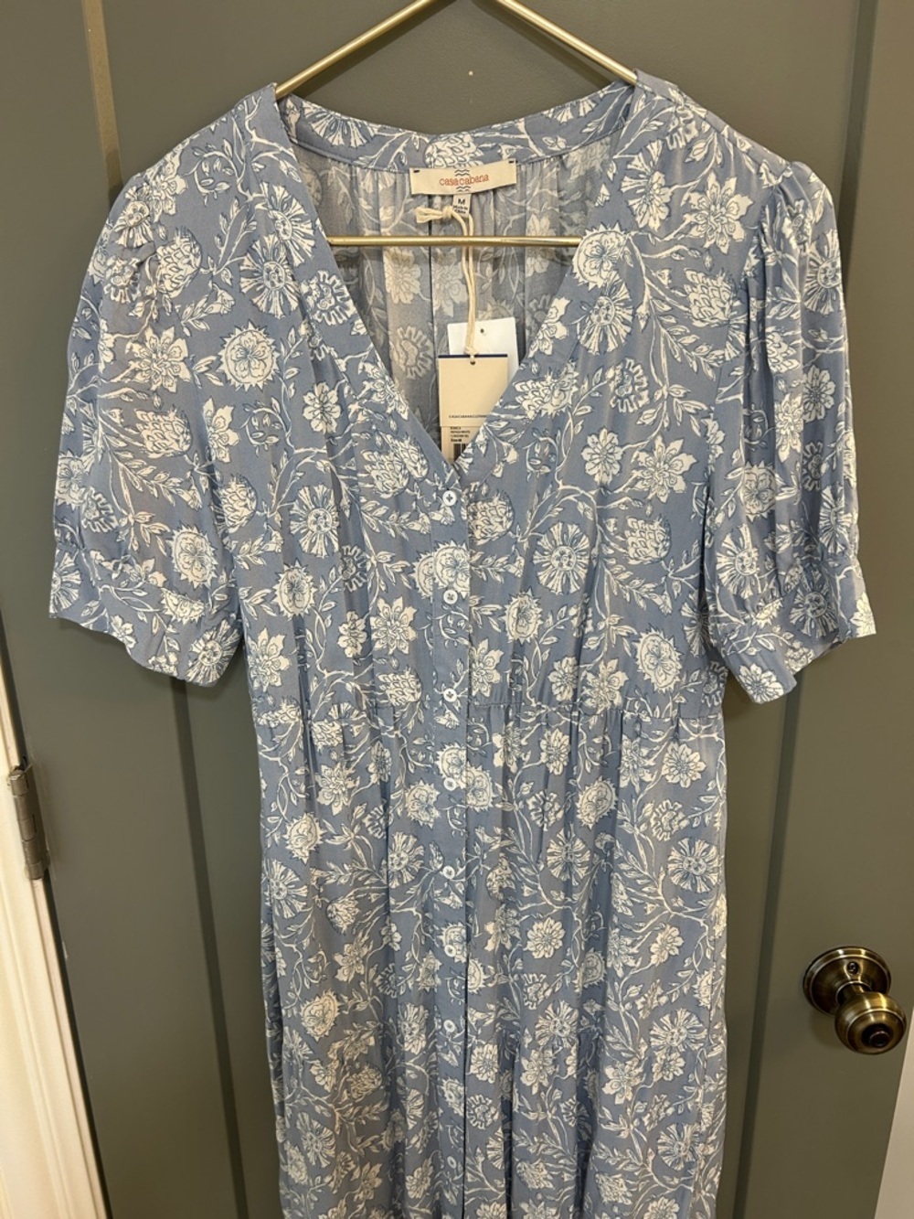 Casa Cabana Blue Floral Button-Front Midi Dress Women’s size Medium New! - Picture 2 of 8